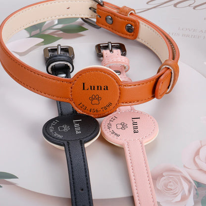 Personalised Leather AirTag Collar